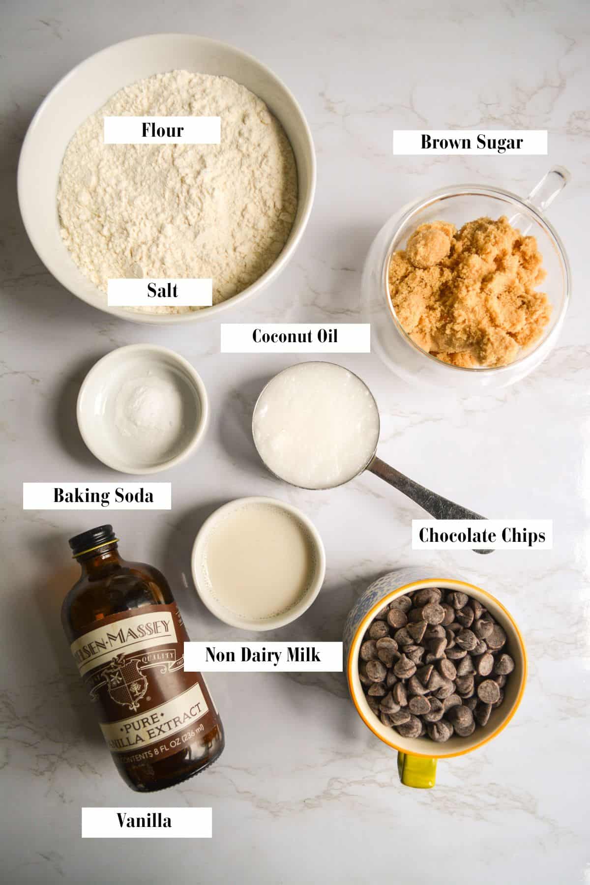 Overhead photo of ingredients needed to make these cookies.