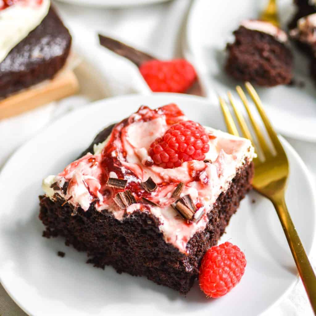 Vegan Gluten Free Raspberry Chocolate Sheet Cake - Earthly Provisions