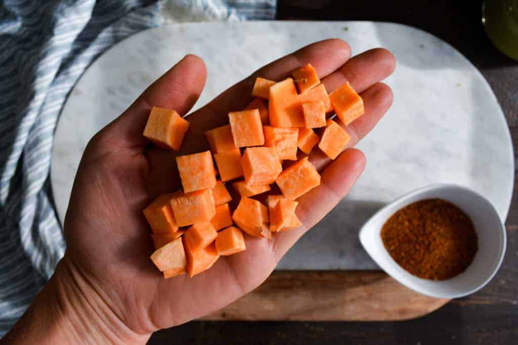 Cubed sweet potato