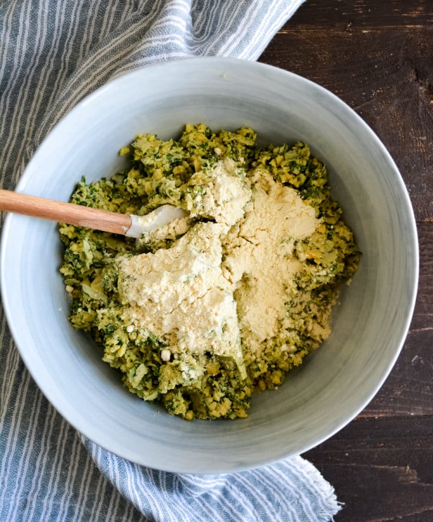 Mixing Chickpea Flour into Falafel