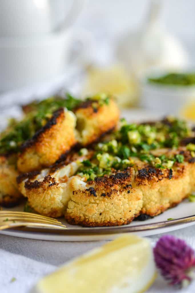 Vegan Roasted Cauliflower Steaks with Garlic Butter