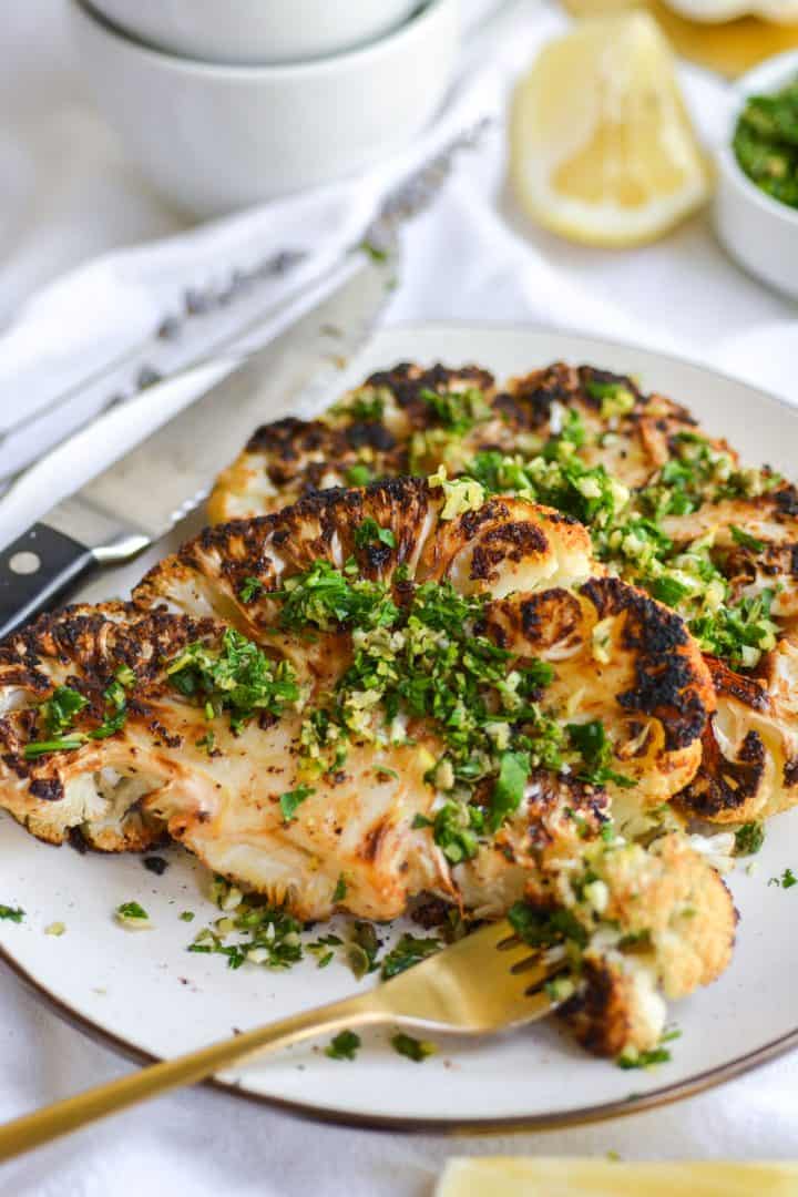 Vegan Roasted Cauliflower Steaks with Garlic Butter