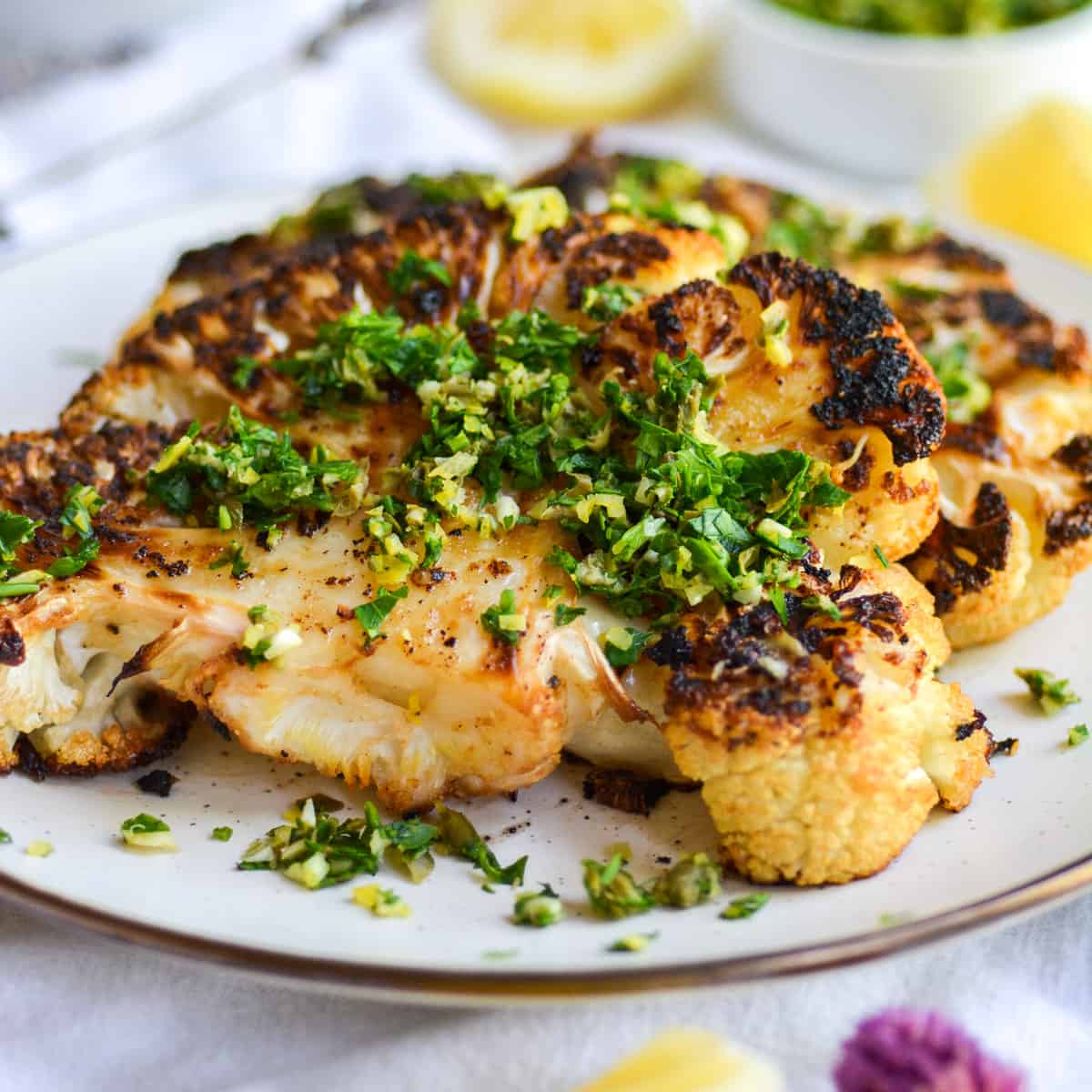 Vegan Garlic Butter Roasted Cauliflower Steaks | Recipe Cart