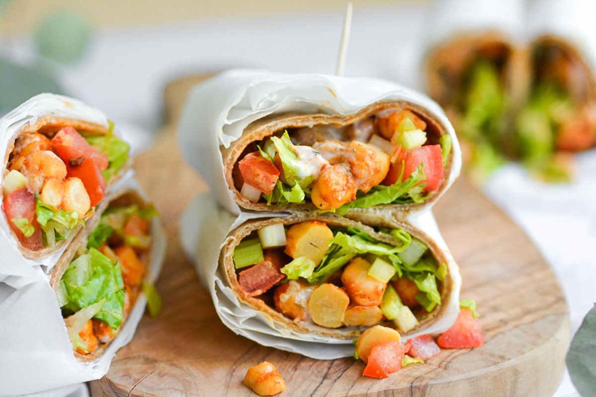 Buffalo Chickpea Wraps with Ranch