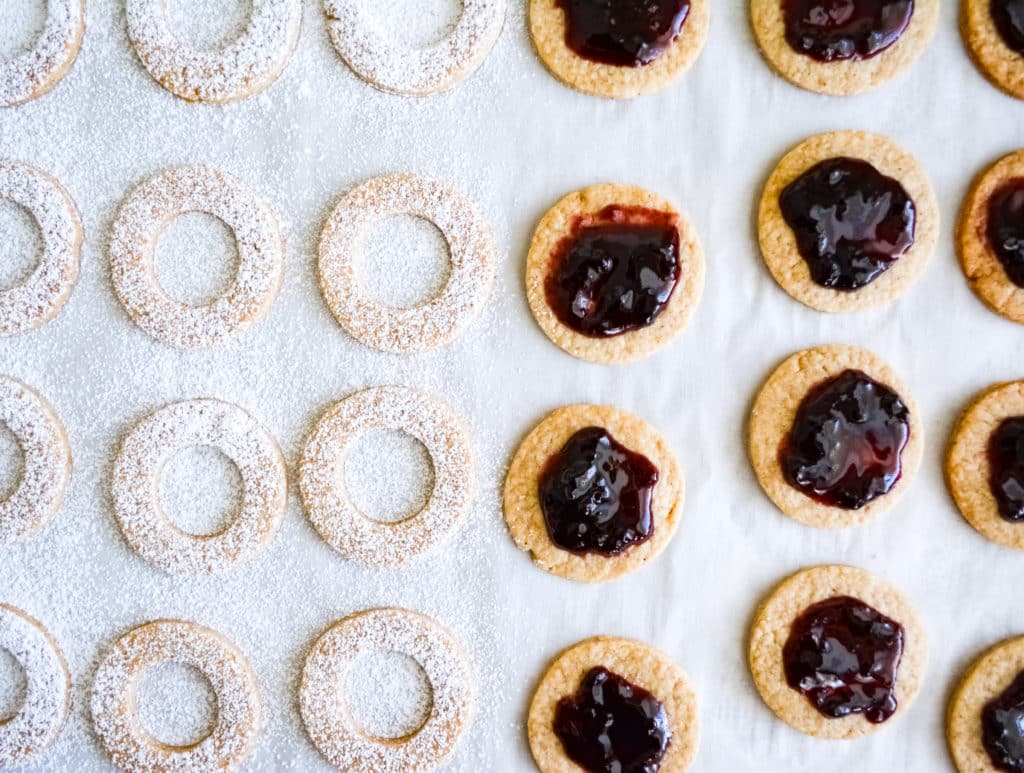 linzer tops and bottoms with blackberry jam