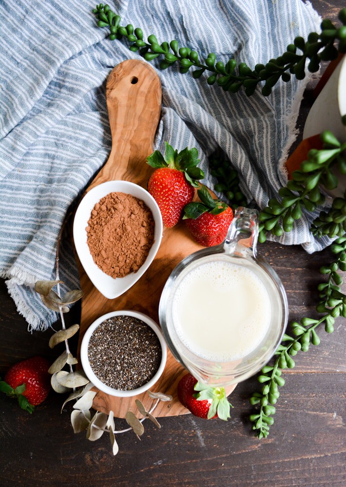 Chocolate chia pudding ingredients