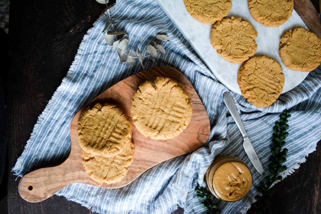 Flat Shot of Chewy peanut butter cookies