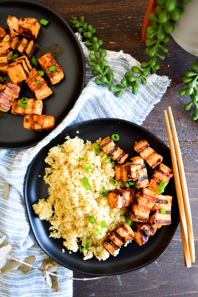 Chili Garlic Grilled Tofu Plated