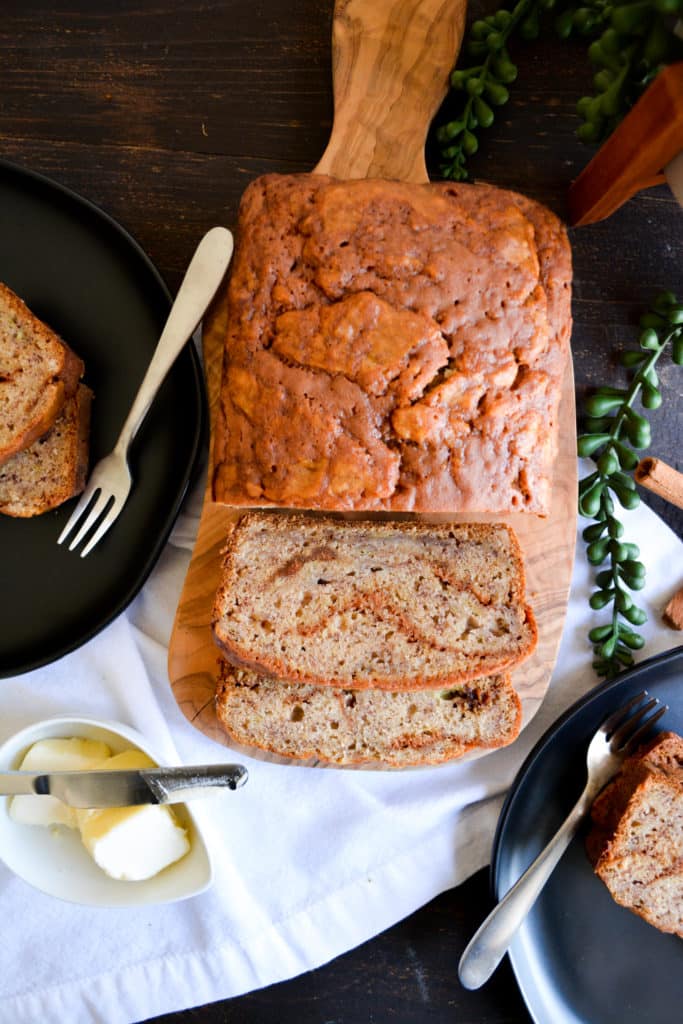 Slices of Cinnamon Swirl Banana Bread