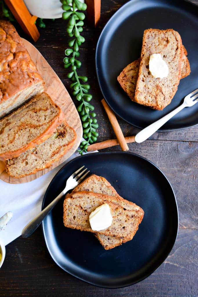 Portrait of Plated Banana Bread