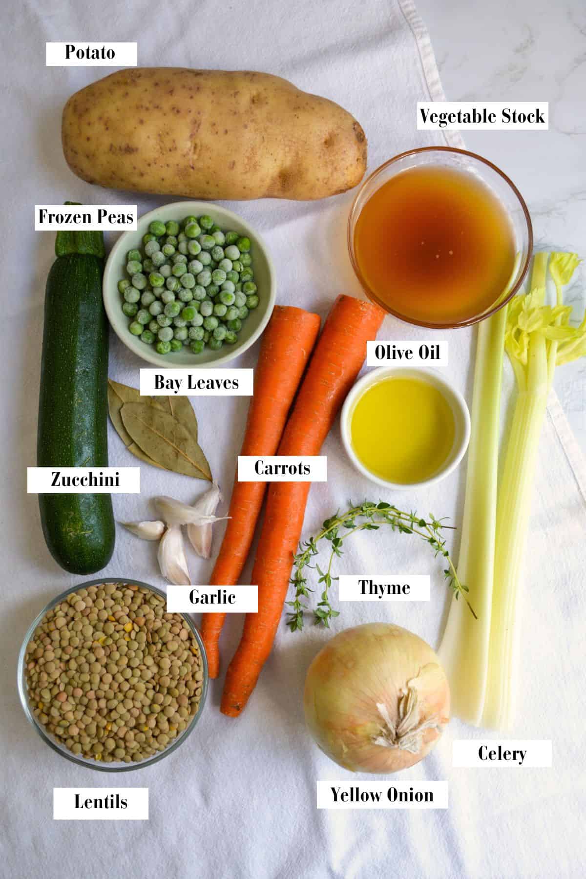 Ingredients for this recipe in small bowls on a linen cloth.