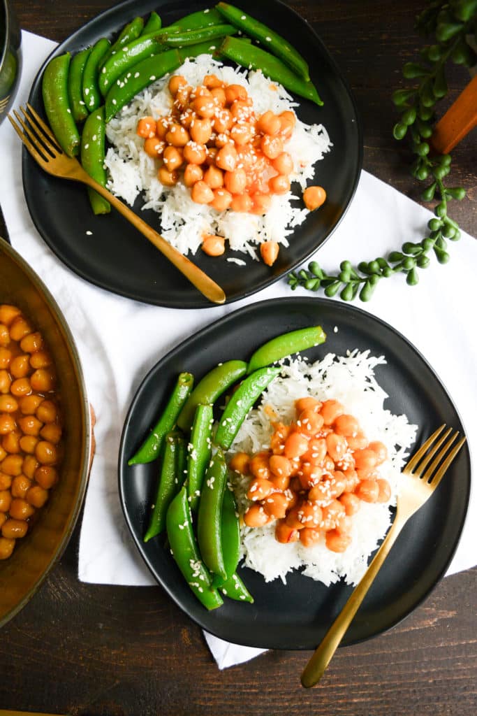 Portrait of Chickpeas over rice