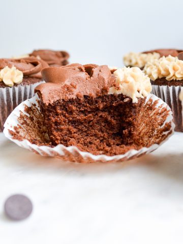 Crumb shot of a One-Bowl Chocolate Cupcake