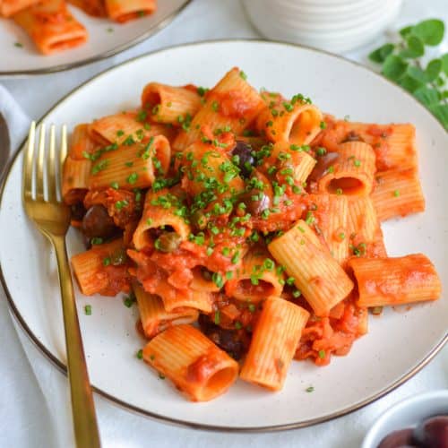 Vegan Puttanesca with Rigatoni - Earthly Provisions