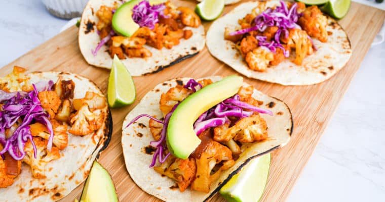 20 Minute Sweet and Spicy Agave Chipotle Cauliflower Tacos