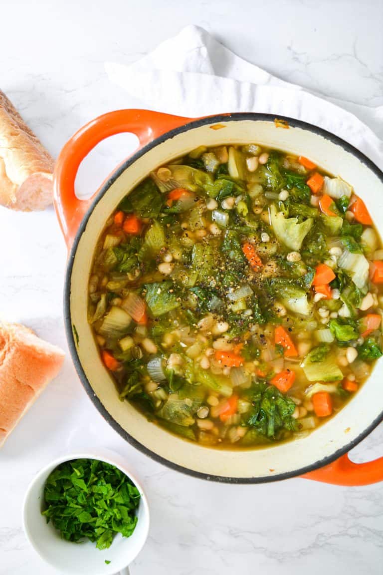 Vegan Escarole and Bean Soup - Earthly Provisions