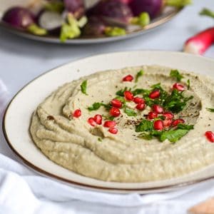 Oil Free Baba Ganoush on a plate