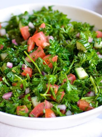 A White Bowl filled with Tabbouleh