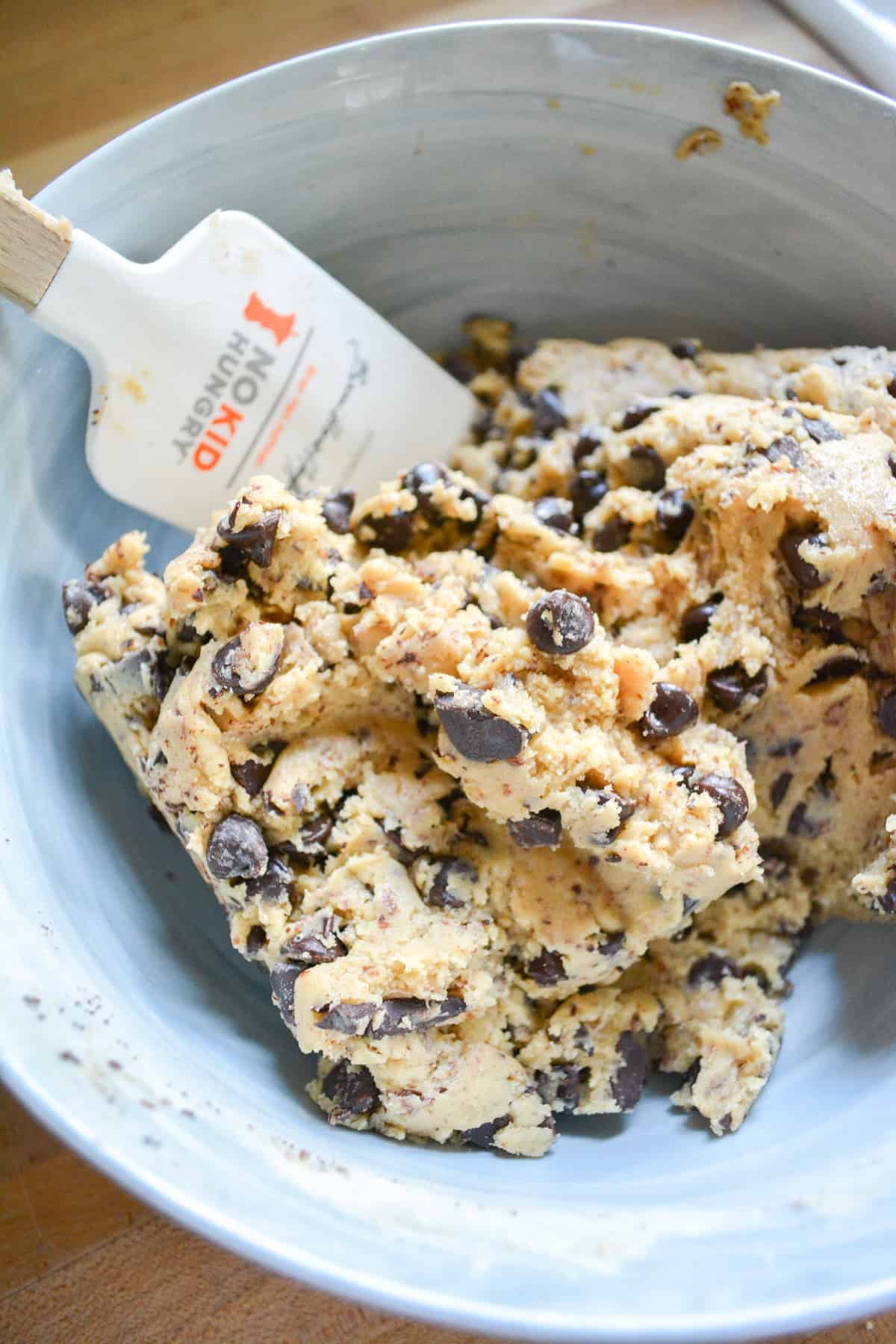 Cookie dough in a marble bowl