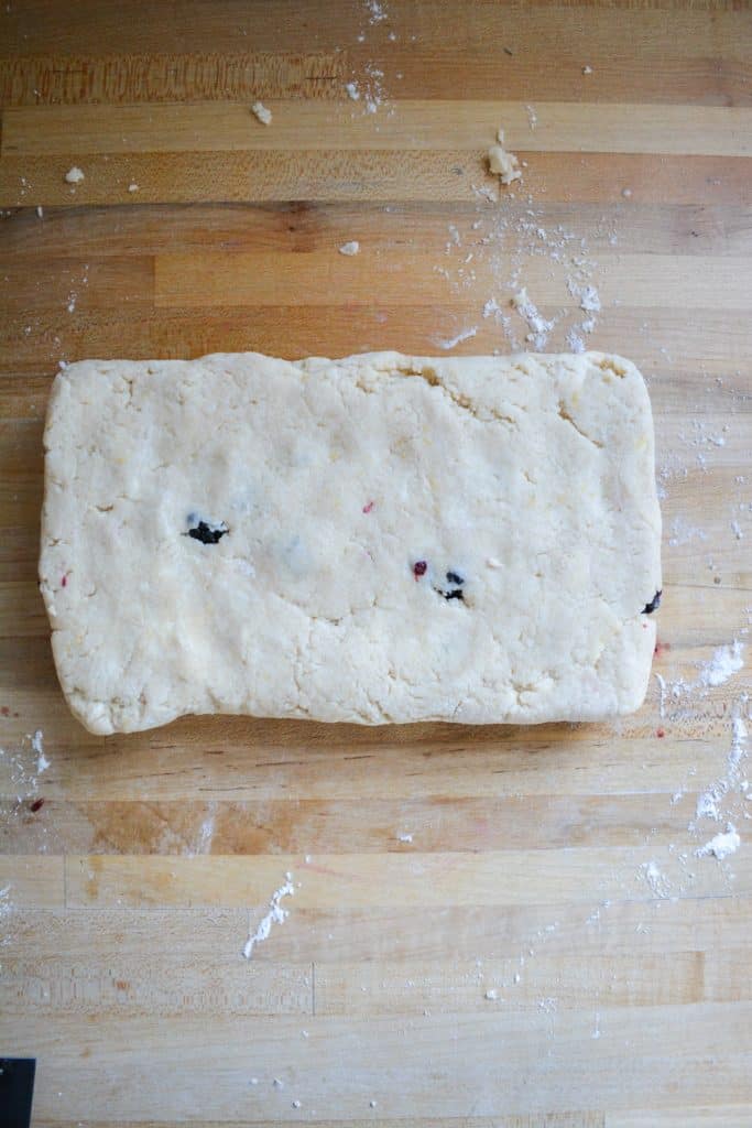 Eggless scone dough ready to cut