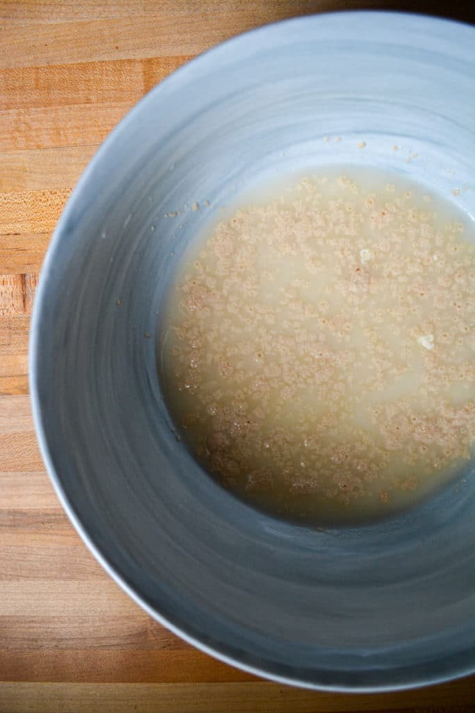 Yeast and plant milk in a bowl