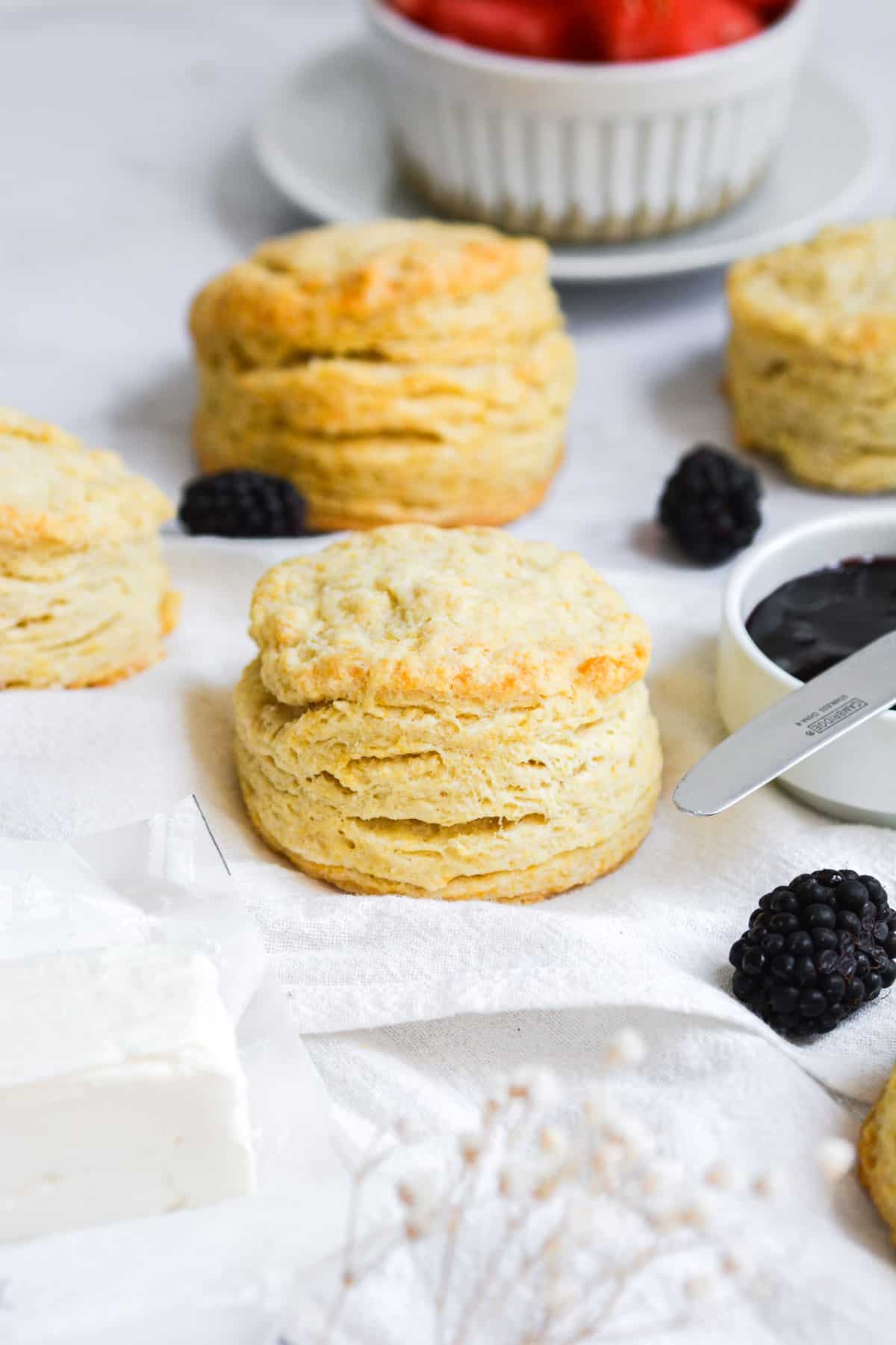 Vegan Buttermilk biscuits on a white cloth