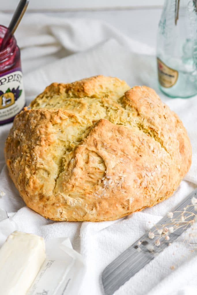 Baked vegan soda bread loaf