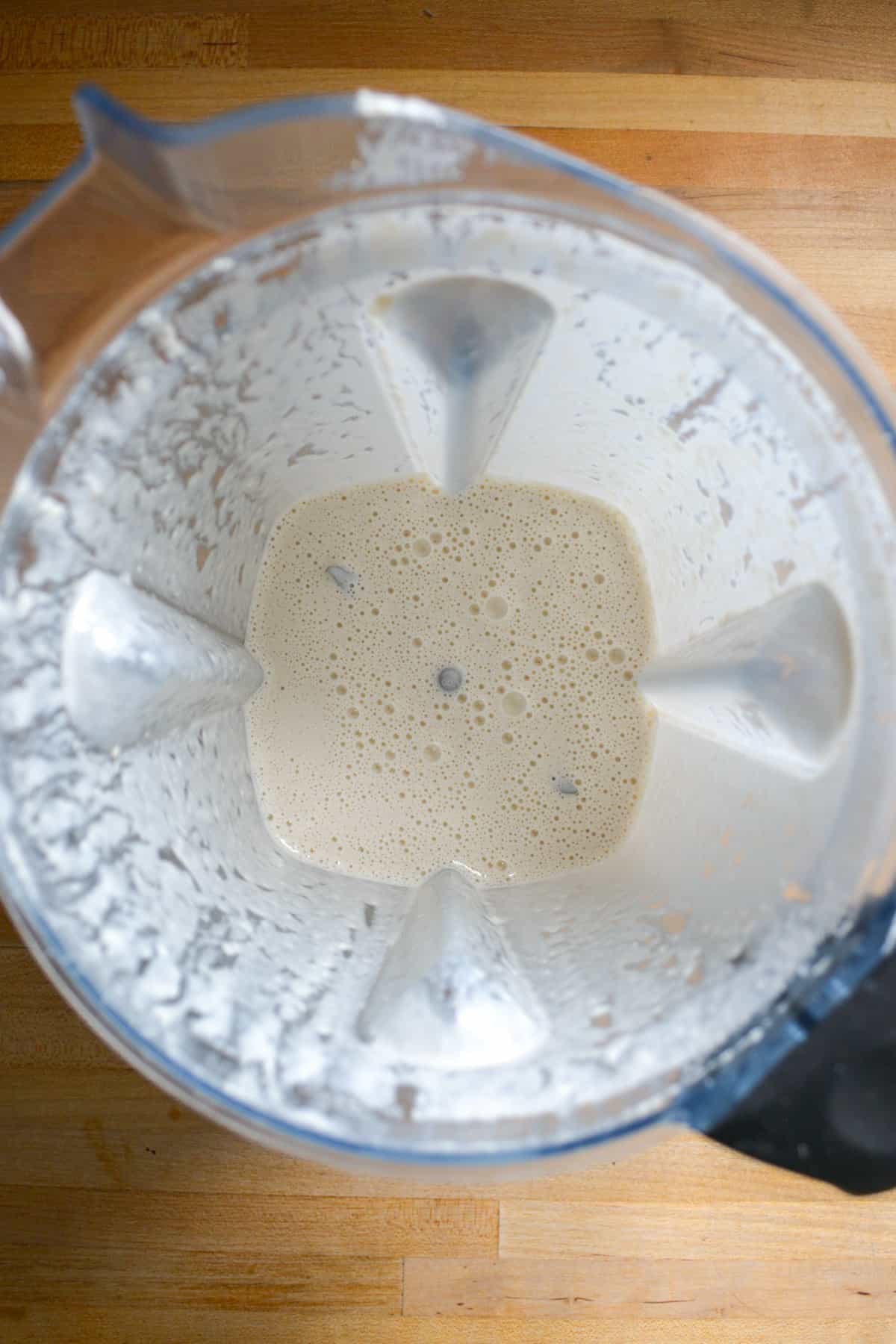 Vegan cashew cream in a blender.