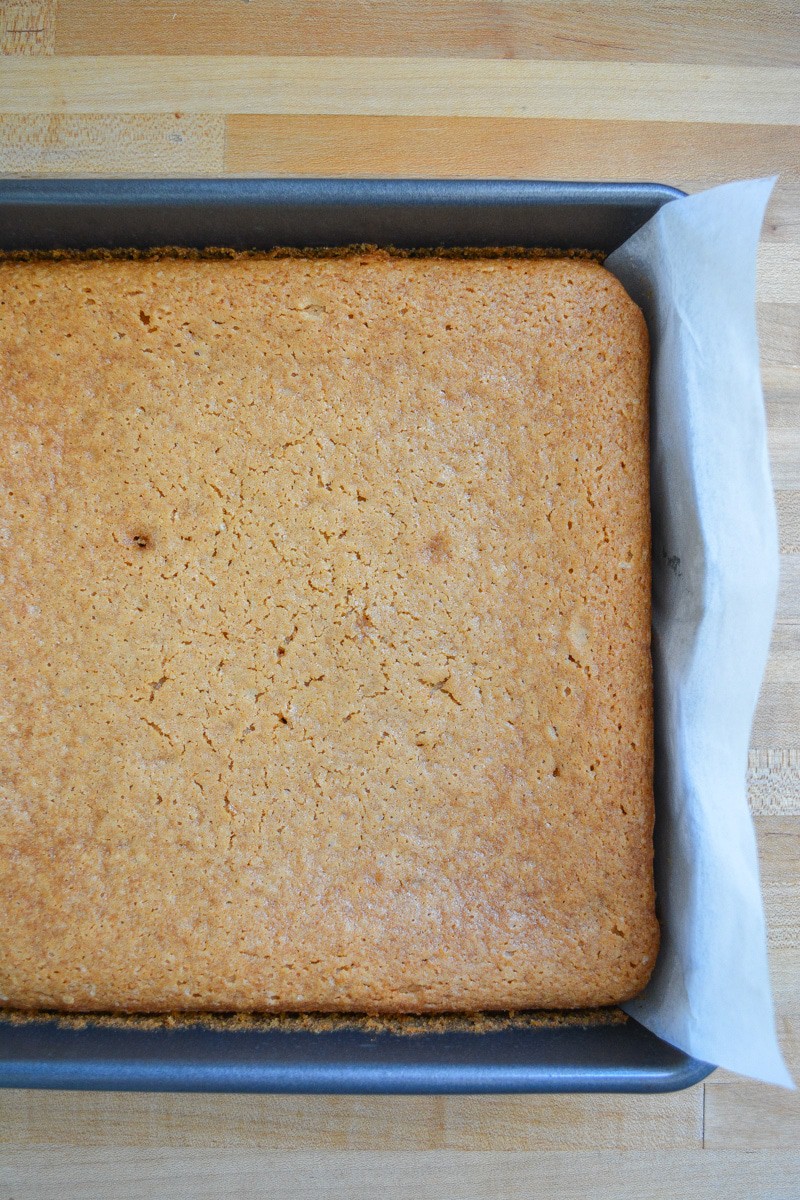 Baked Cookie Butter Cake in a pan