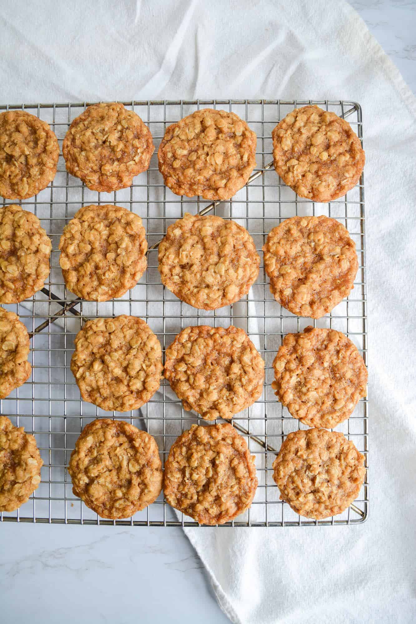 Oatmeal Cookies on a cooling rack