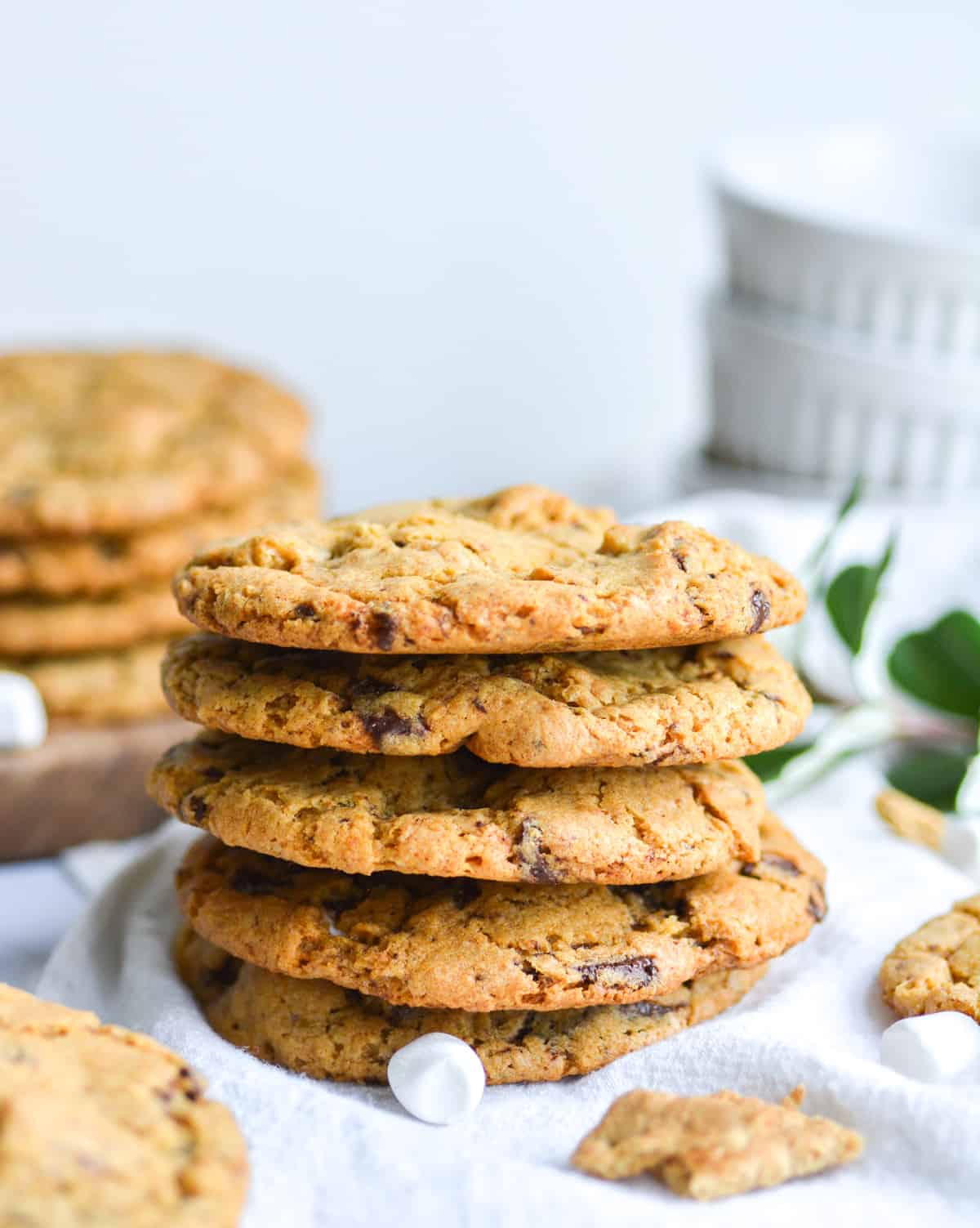 Stack of 5 vegan smores cookies