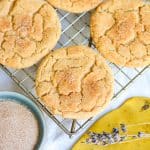 Vegan Snickerdoodle Cookies on a wire cooling rack.
