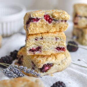 A stack of scones on a white cloth