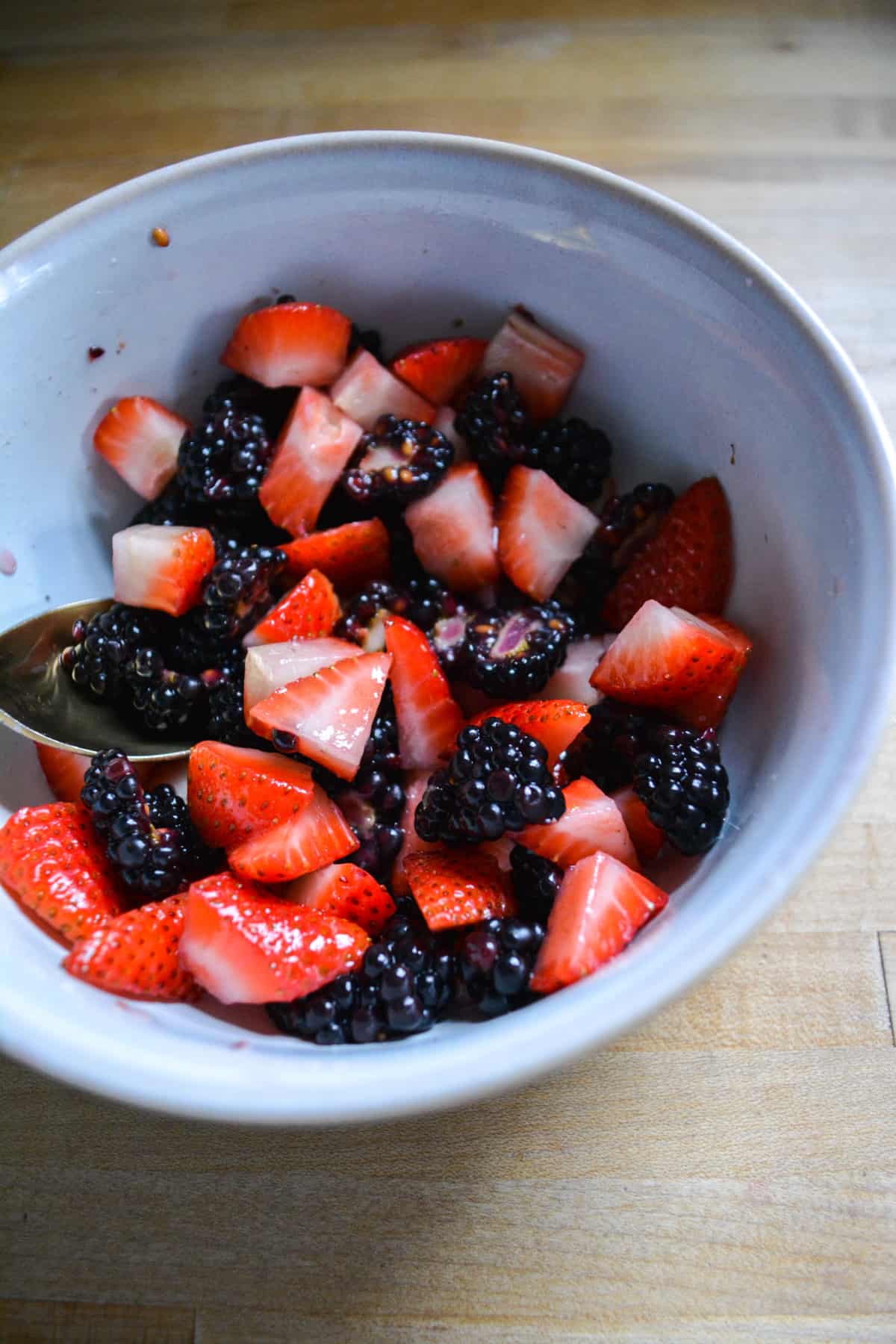 Macerated berries in a bowl