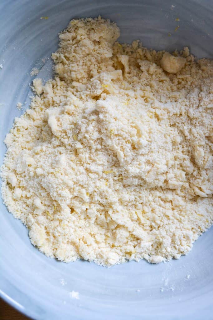 Butter cut into the dry ingredients