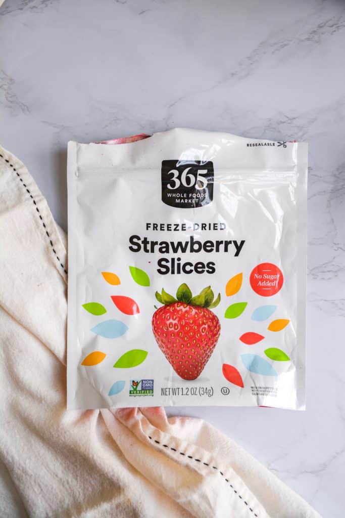 A package of freeze dried strawberries