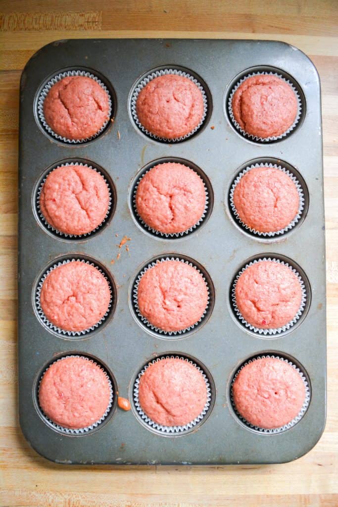 Baked cupcakes in a cupcake tin