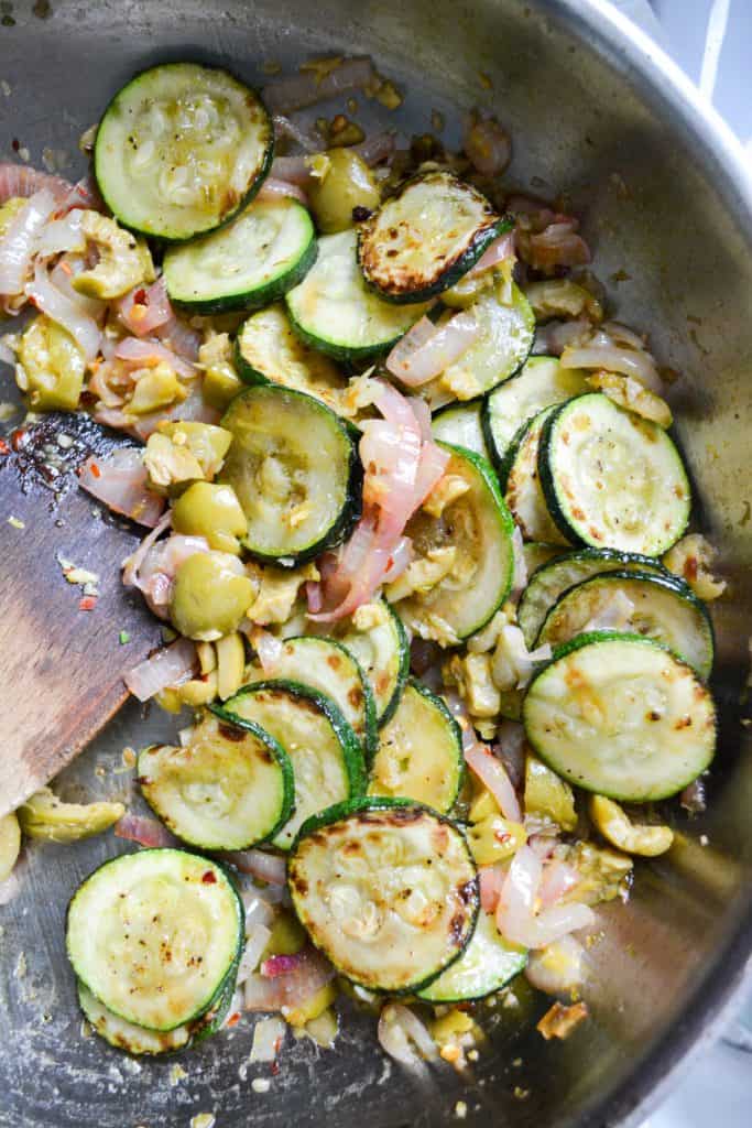 the zucchini mixture in a skillet