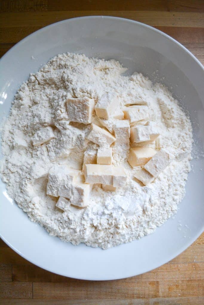butter cubes in dry ingredients