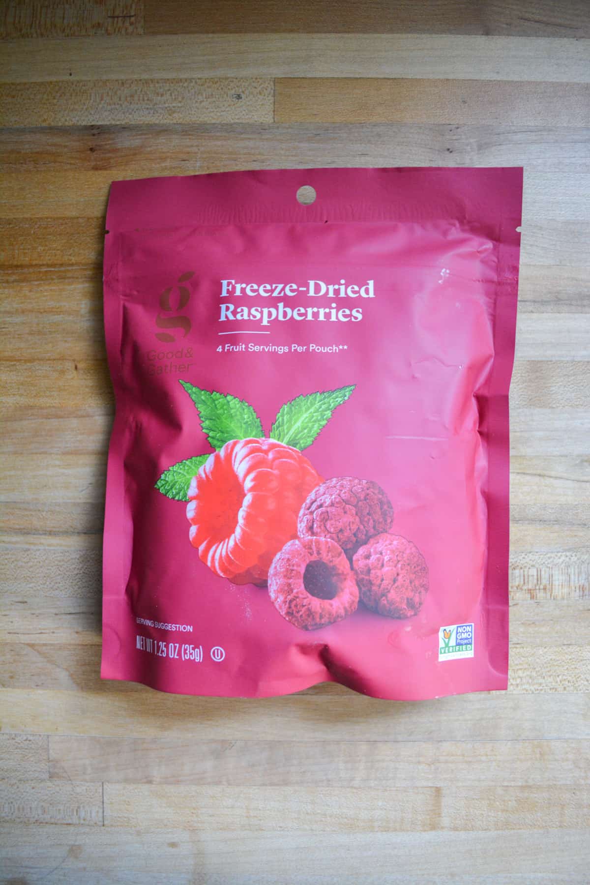 a bag of freeze-dried berries