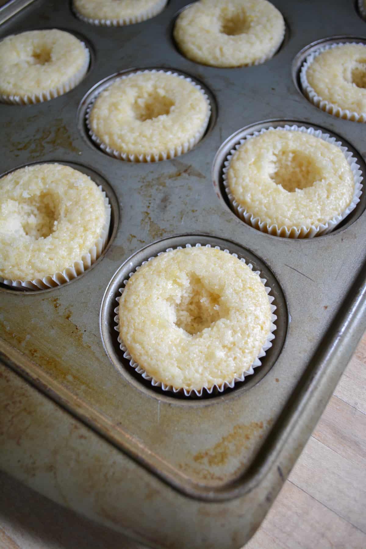 cored out cupcakes