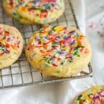Vegan Dairy-Free Funfetti Cookies on a cooling rack