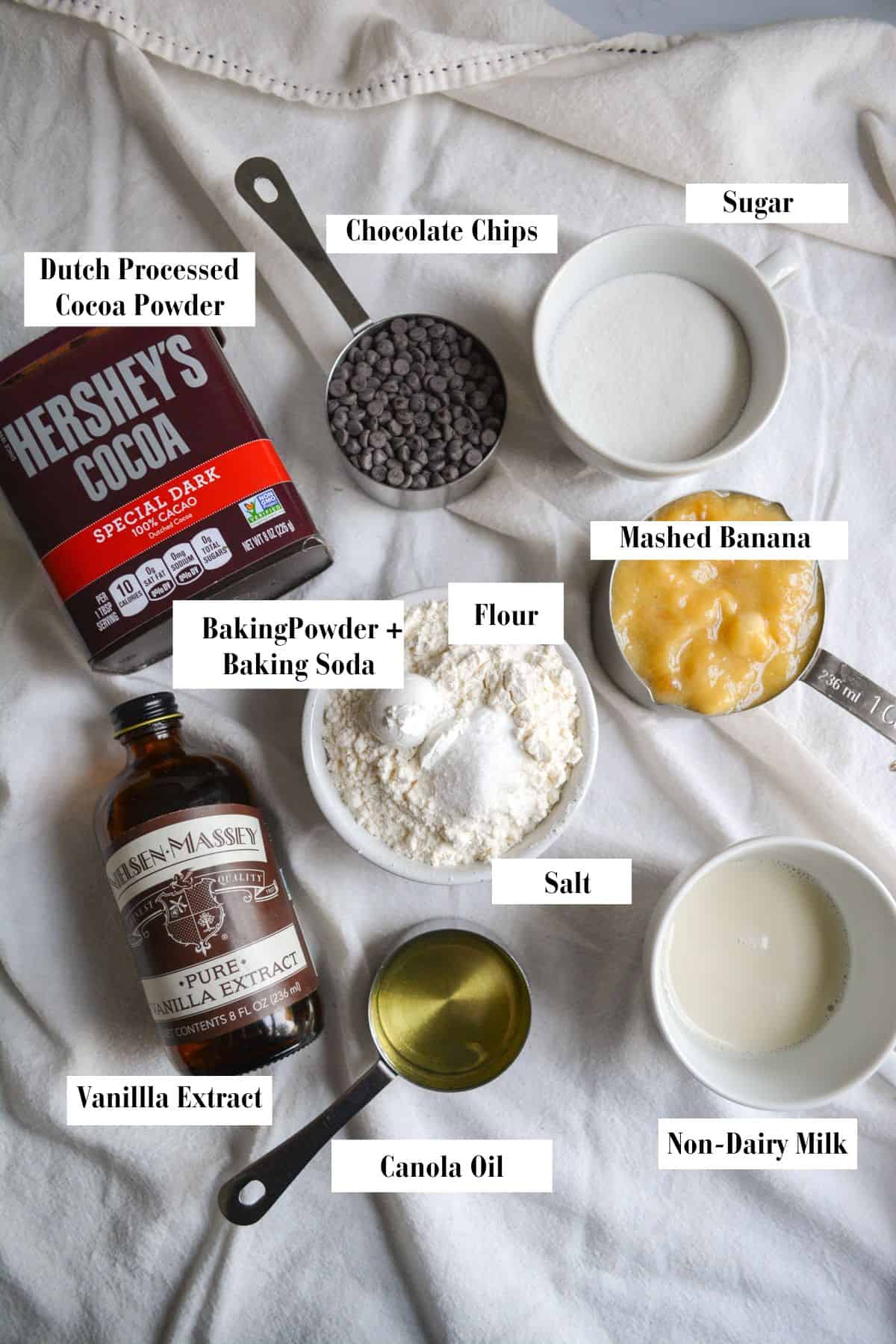 Overhead photo of ingredients to make the muffins.