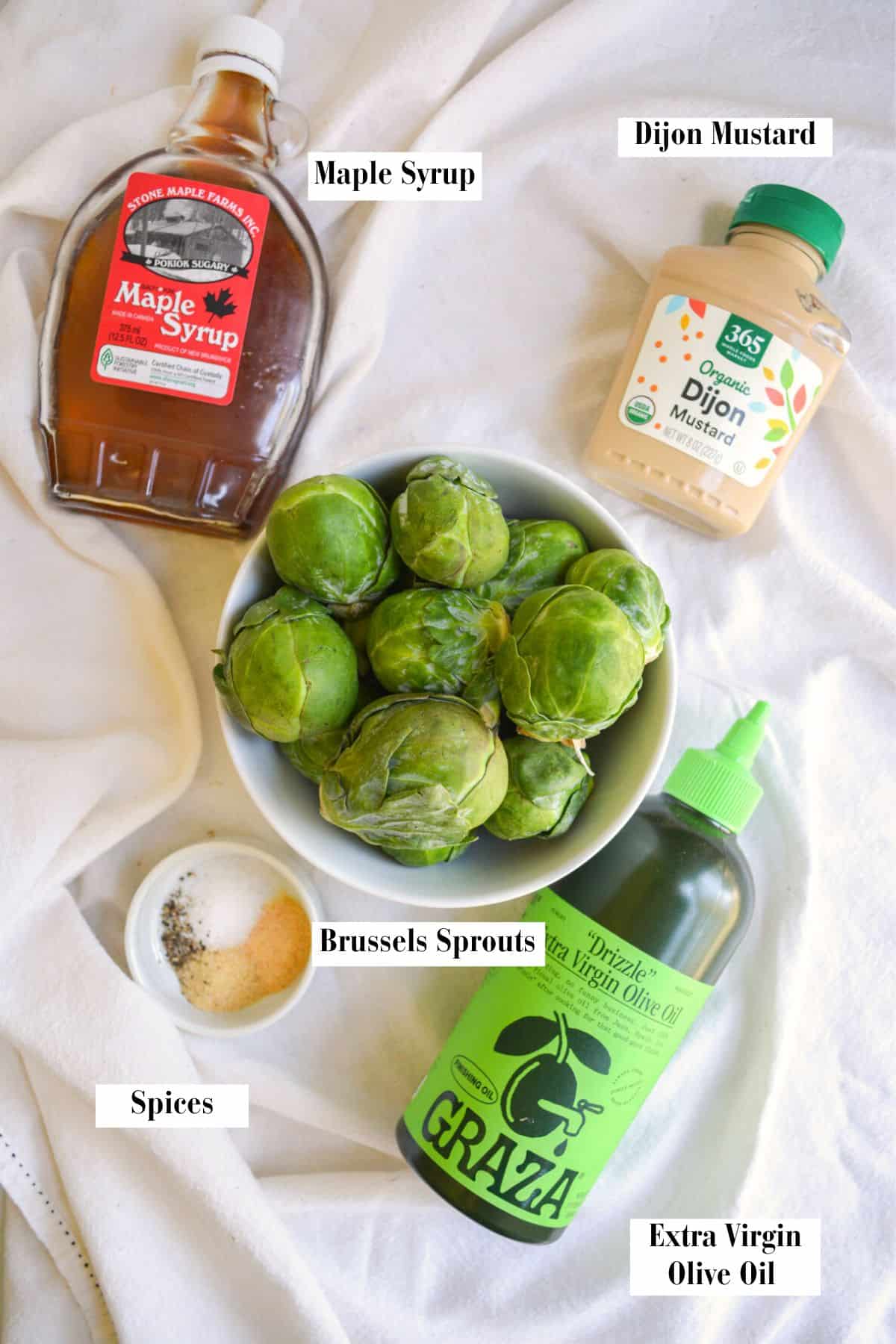 Ingredients for this recipe in small bowls on a linen cloth.