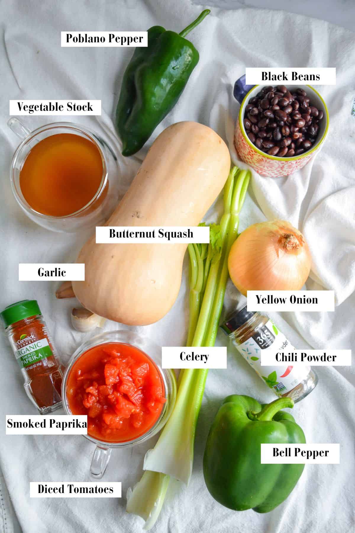 Overhead photo of ingredients to make the soup.