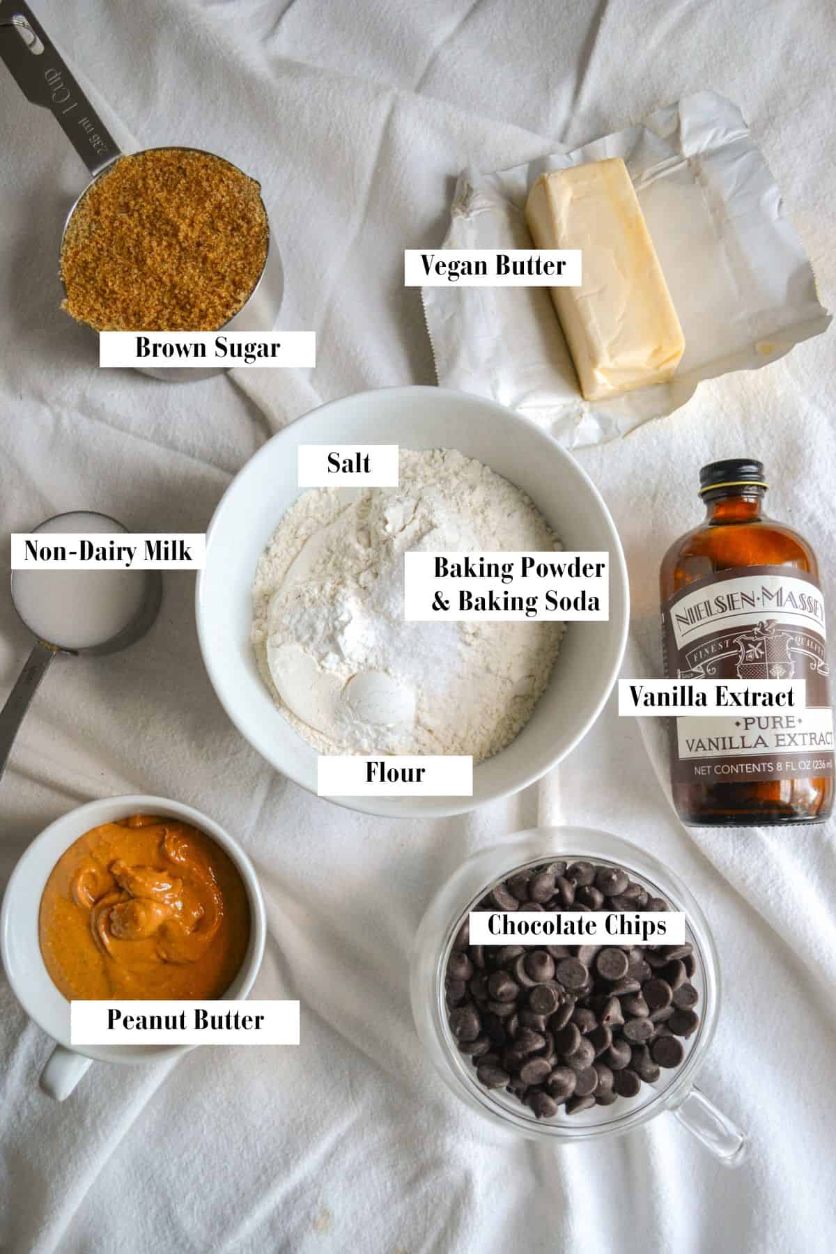 Overhead photo of ingredients needed to make these cookies.
