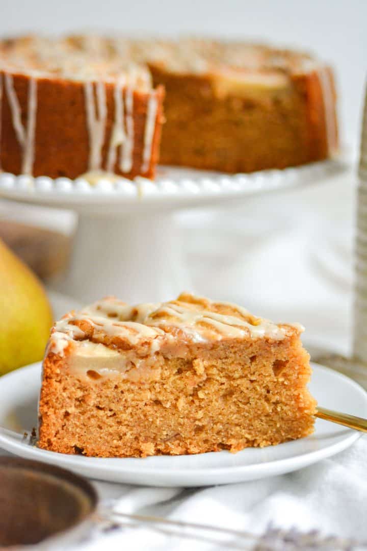 Vegan Pear Ginger Cake with Maple Glaze - Earthly Provisions