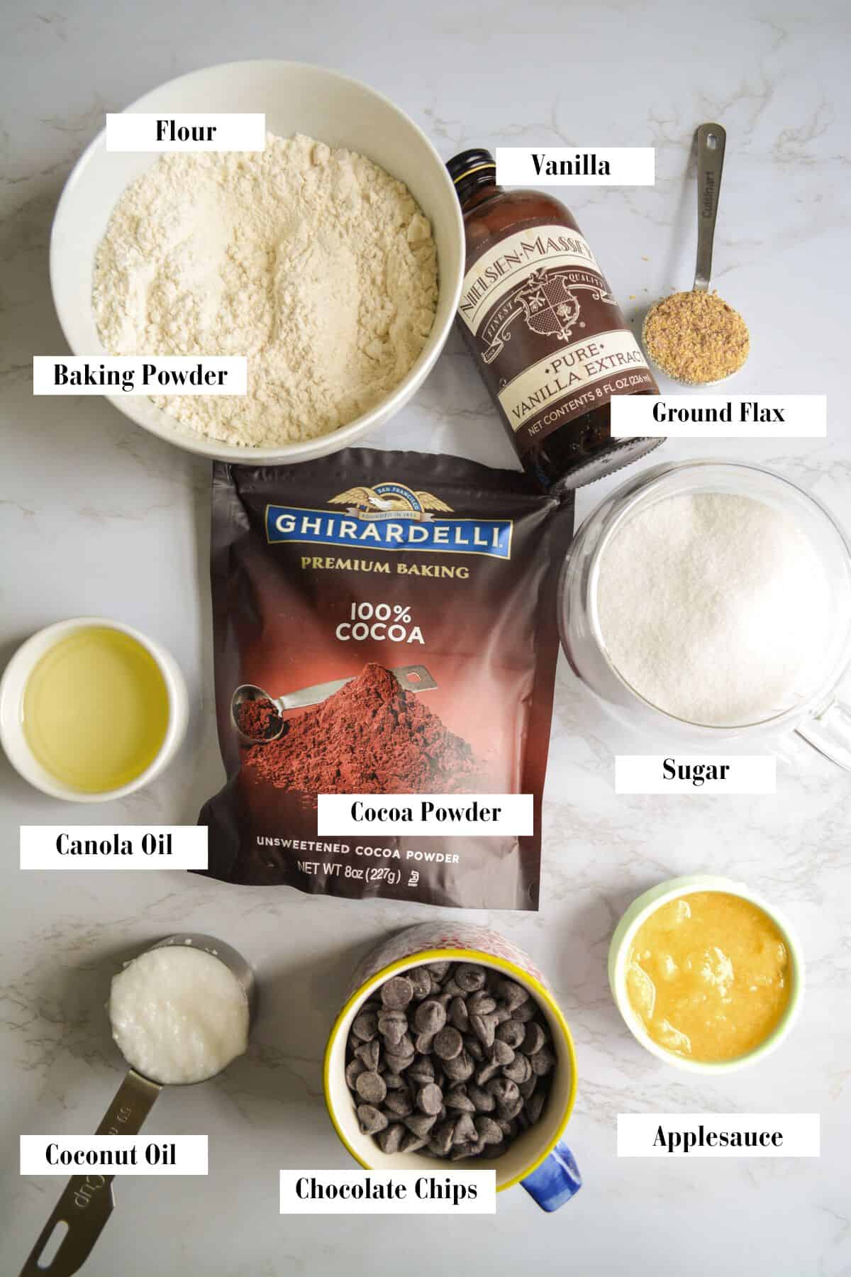 Photo of ingredients needed to make Dairy-Free Fudgy Brownies.