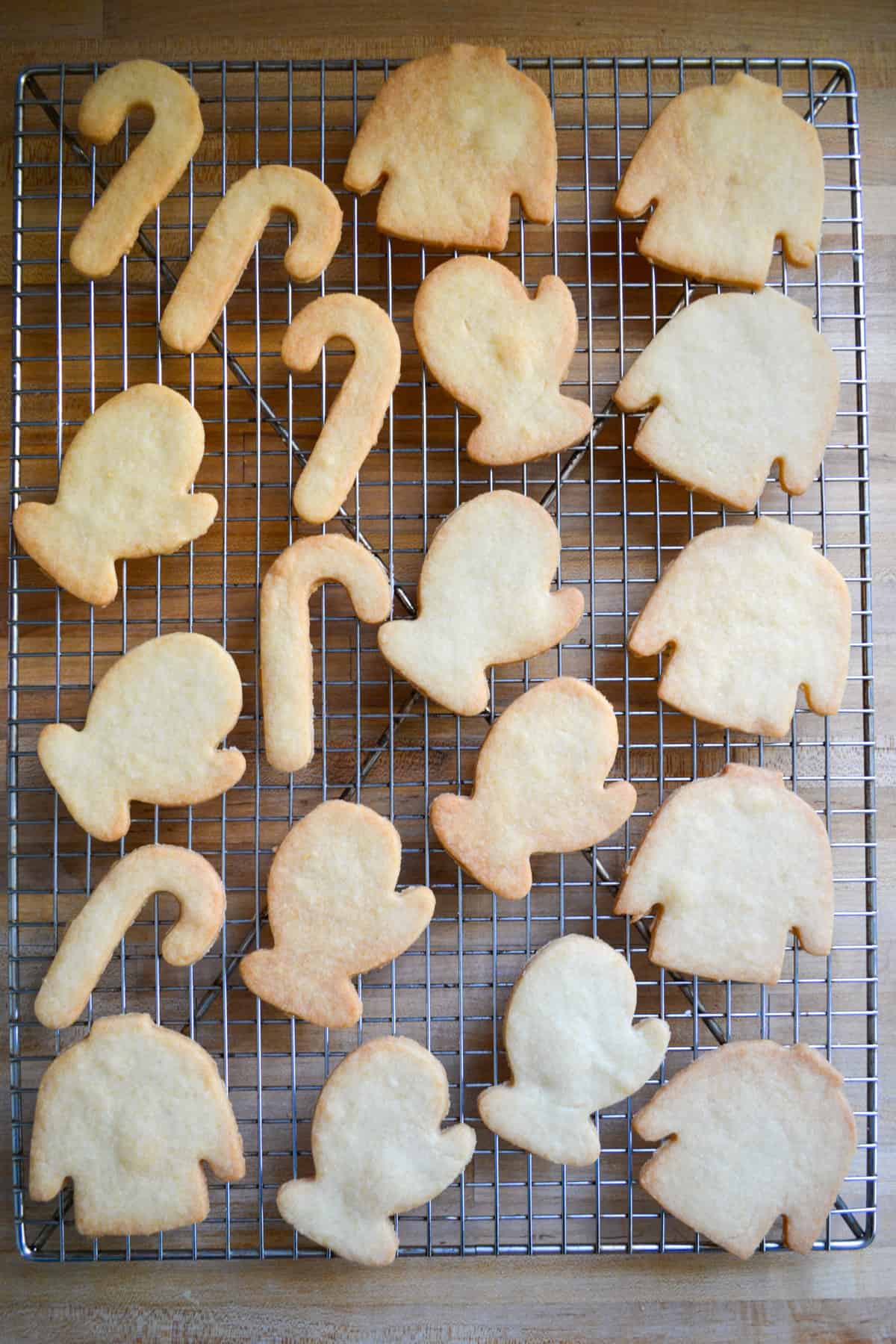 Vegan Cut-Out Sugar Cookies on a cooling rack.