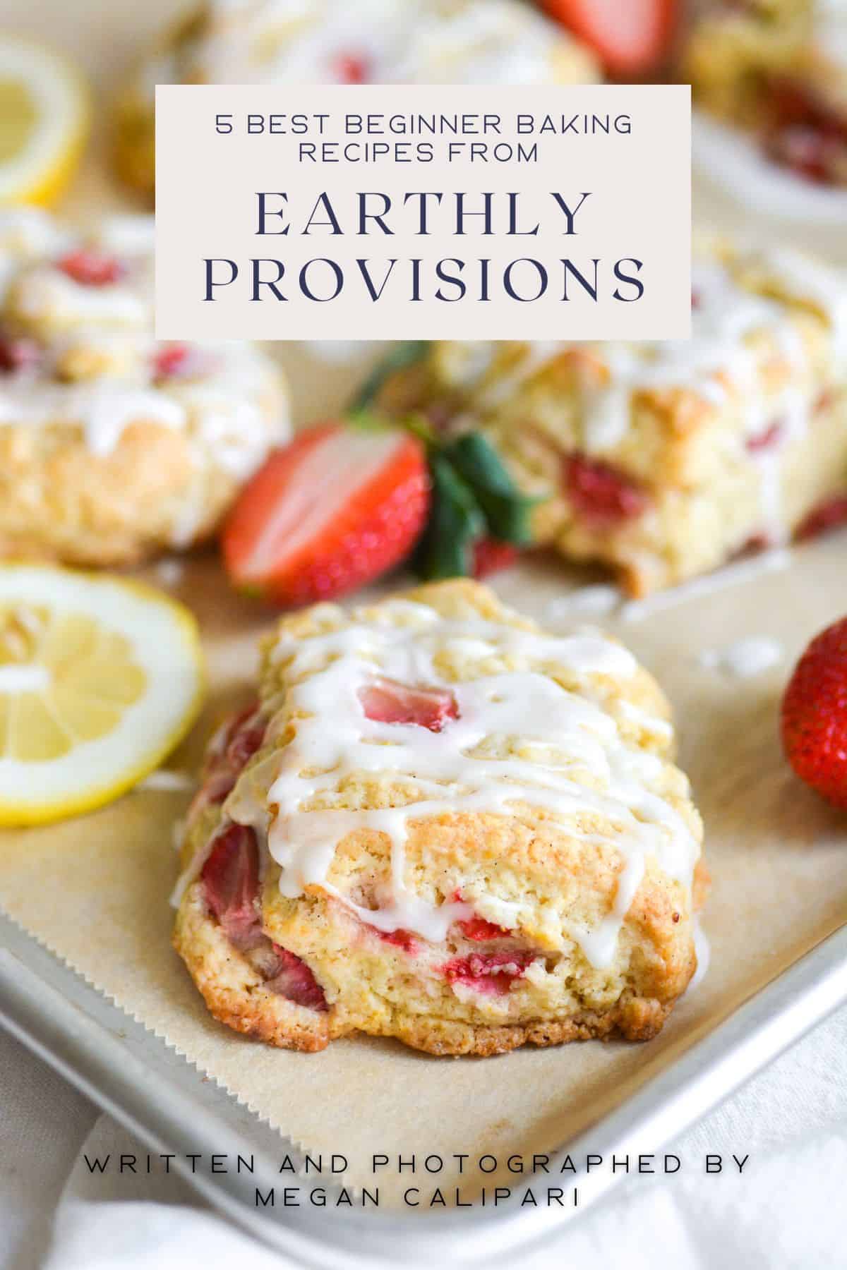 Front cover of an eBook with a photo of strawberry scones on the front.